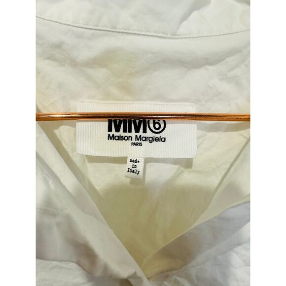MM6 MAISON Martin Margiela White 100% Cotton Button Up Cape Style Top size EU 42 - Picture 4 of 11